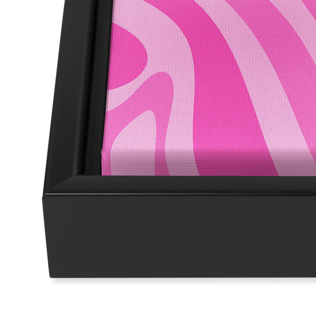 New Groove Retro Swirl Abstract Pattern in Doll Pink Framed Canvas Print Gallery Image 3