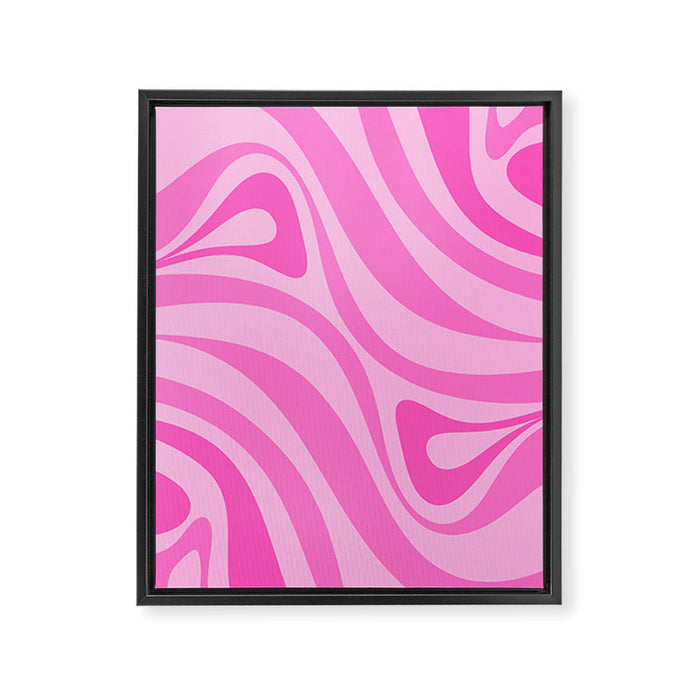 New Groove Retro Swirl Abstract Pattern in Doll Pink Framed Canvas Print Gallery Image 1