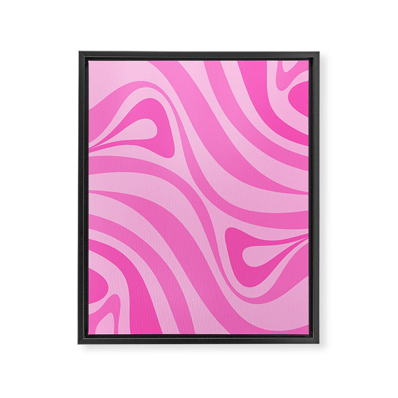 New Groove Retro Swirl Abstract Pattern in Doll Pink Framed Canvas Print Gallery Image 8