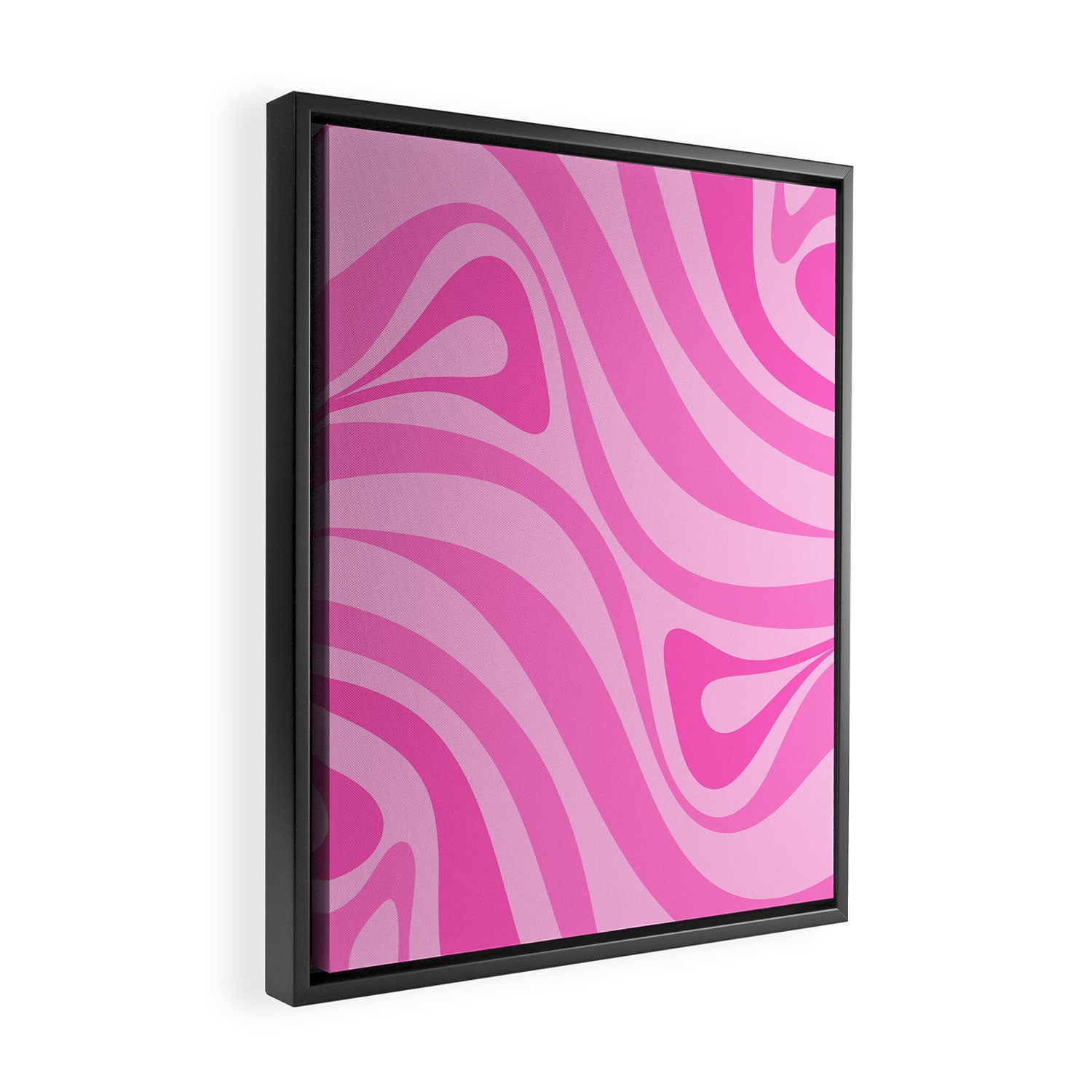 New Groove Retro Swirl Abstract Pattern in Doll Pink Framed Canvas Print Gallery Image 2