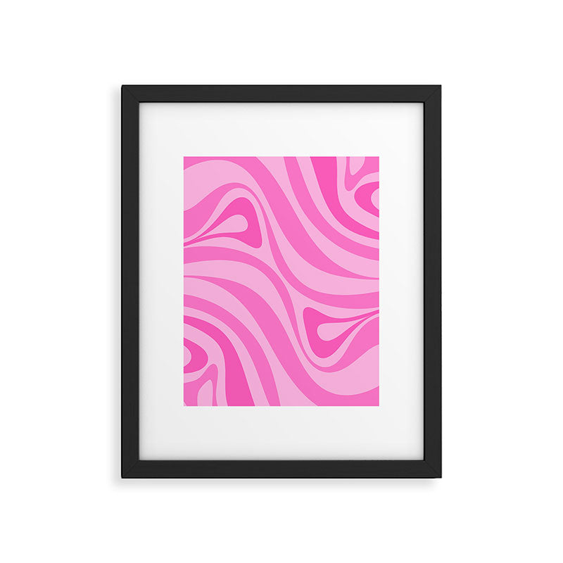 New Groove Retro Swirl Abstract Pattern in Doll Pink Framed Art Print Gallery Image 6