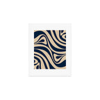 New Groove Retro Swirl Abstract Pattern in Midcentury Modern Navy Blue and Beige  Art Print Gallery Image 1