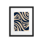 New Groove Retro Swirl Abstract Pattern in Midcentury Modern Navy Blue and Beige  Framed Art Print Gallery Image 6