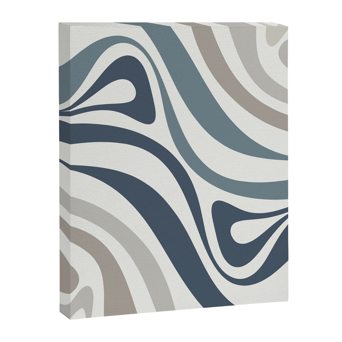 New Groove Retro Swirl Abstract Pattern in Neutral Blue Grey Canvas Print Gallery Image 1