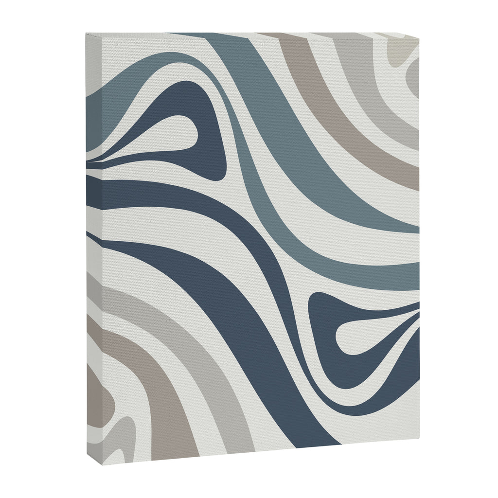 New Groove Retro Swirl Abstract Pattern in Neutral Blue Grey Canvas Print Gallery Image 8