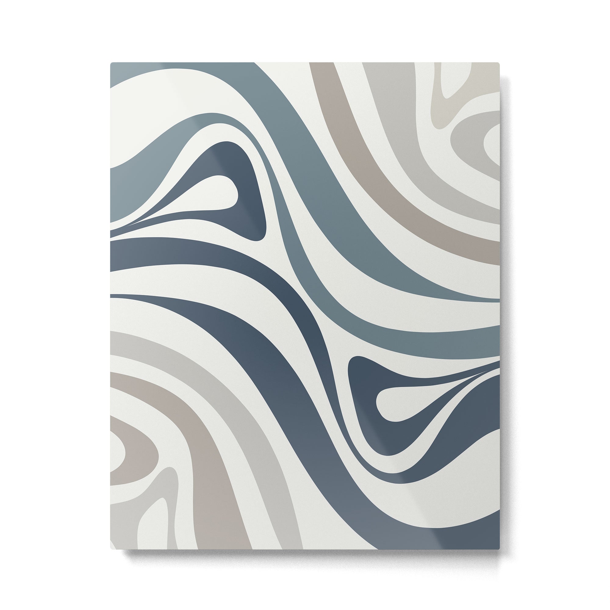 New Groove Retro Swirl Abstract Pattern in Neutral Blue Grey Metal Print Gallery Image 6
