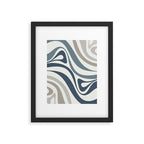 New Groove Retro Swirl Abstract Pattern in Neutral Blue Grey Framed Art Print Gallery Image 6
