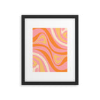 New Groove Retro Swirl Abstract Pattern in Pink, Orange, Yellow, and Cream Framed Art Print Gallery Image 6