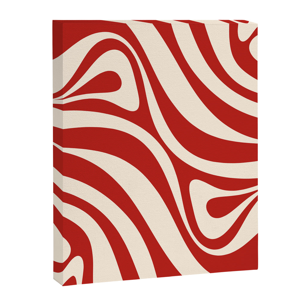 New Groove Retro Swirl Abstract Pattern in Red and Almond Cream Canvas Print Gallery Image 8