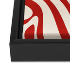 New Groove Retro Swirl Abstract Pattern in Red and Almond Cream Framed Canvas Print Gallery Image 3