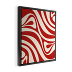 New Groove Retro Swirl Abstract Pattern in Red and Almond Cream Framed Canvas Print Gallery Image 2