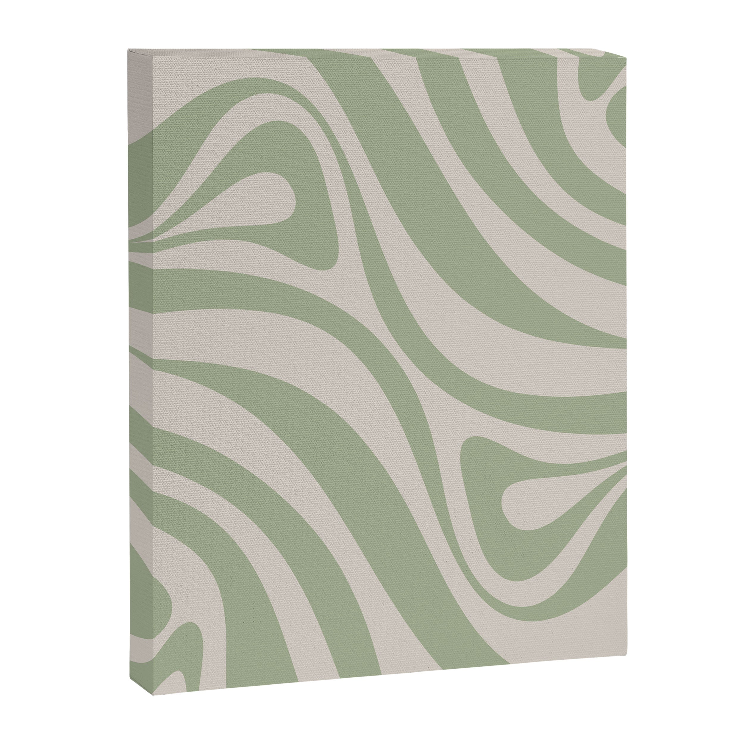 New Groove Retro Swirl Abstract Pattern in Sage and Beige Canvas Print Gallery Image 8