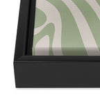 New Groove Retro Swirl Abstract Pattern in Sage and Beige Framed Canvas Print Gallery Image 3