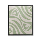 New Groove Retro Swirl Abstract Pattern in Sage and Beige Framed Canvas Print Gallery Image 8