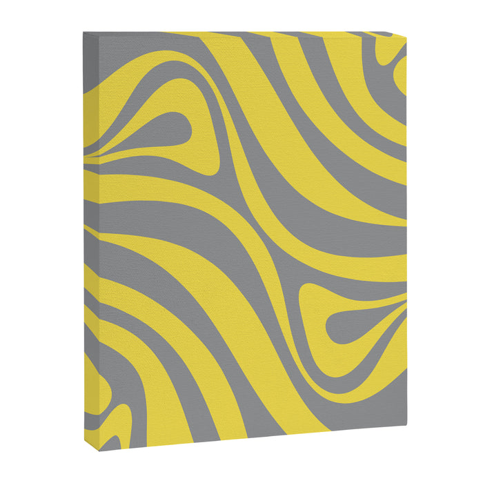 New Groove Retro Swirl Abstract Pattern in Yellow and Gray Canvas Print Gallery Image 1
