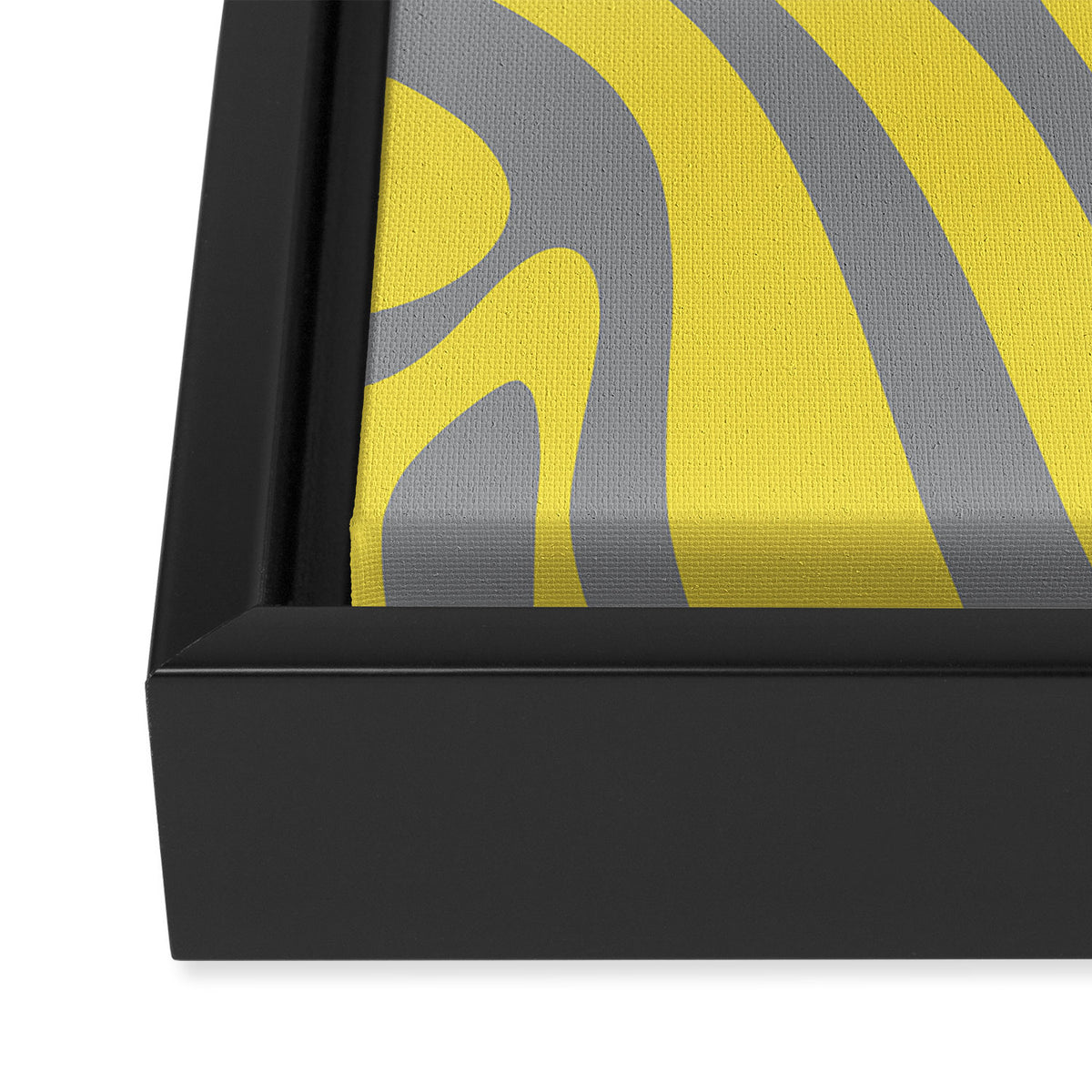 New Groove Retro Swirl Abstract Pattern in Yellow and Gray Framed Canvas Print Gallery Image 3
