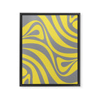 New Groove Retro Swirl Abstract Pattern in Yellow and Gray Framed Canvas Print Gallery Image 8