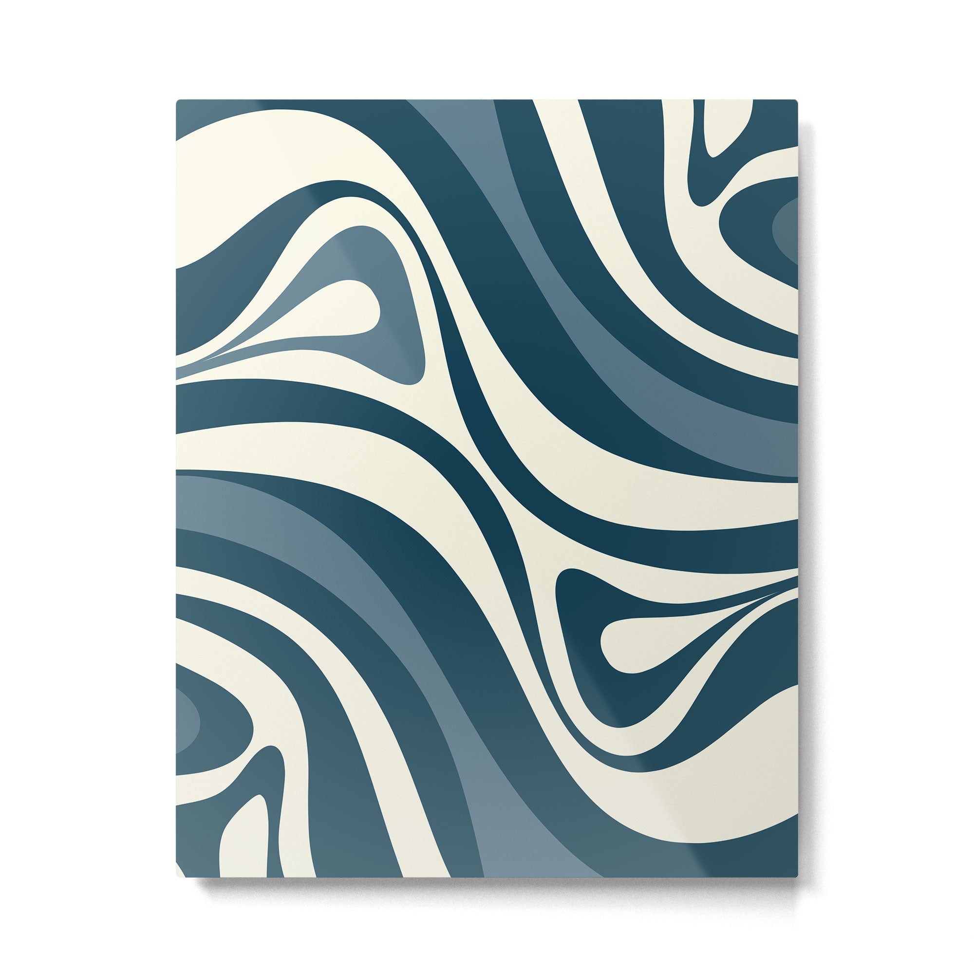 New Groove Retro Swirl Abstract Pattern Steel Teal Blue Metal Print Gallery Image 6