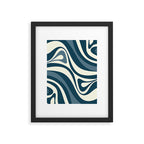 New Groove Retro Swirl Abstract Pattern Steel Teal Blue Framed Art Print Gallery Image 6