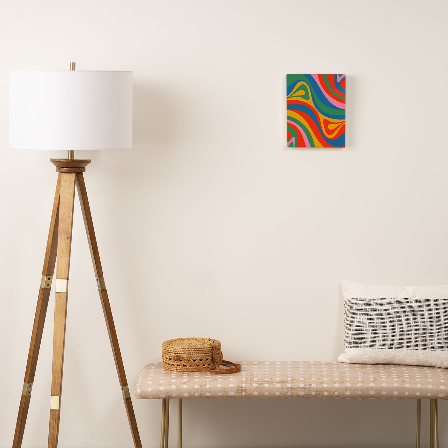 New Groove Retro Swirl Colorful Rainbow Abstract Pattern Canvas Print Gallery Image 2