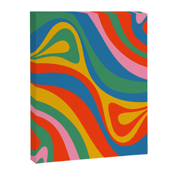 New Groove Retro Swirl Colorful Rainbow Abstract Pattern Canvas Print Gallery Image 1