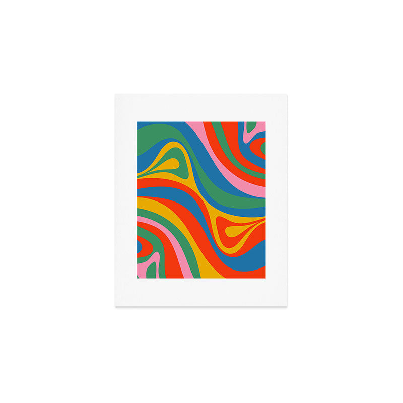 New Groove Retro Swirl Colorful Rainbow Abstract Pattern Art Print Gallery Image 1