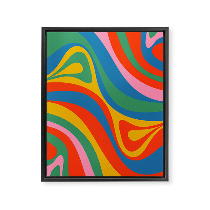 New Groove Retro Swirl Colorful Rainbow Abstract Pattern Framed Canvas Print Gallery Image 1