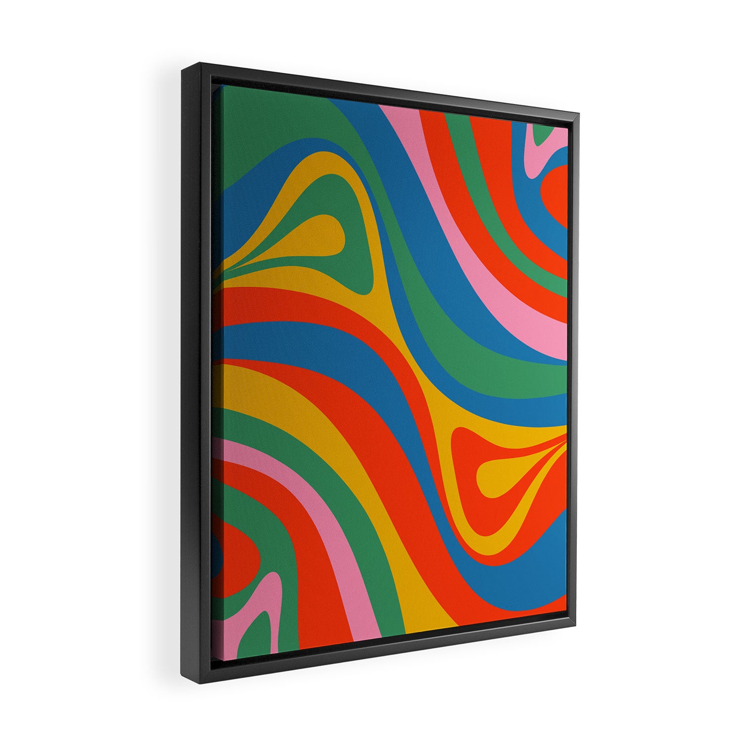 New Groove Retro Swirl Colorful Rainbow Abstract Pattern Framed Canvas Print Gallery Image 2