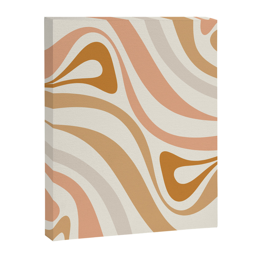 New Groove Retro Swirls Abstract Pattern in Pale Boho Blush Apricot Sand Canvas Print Gallery Image 8