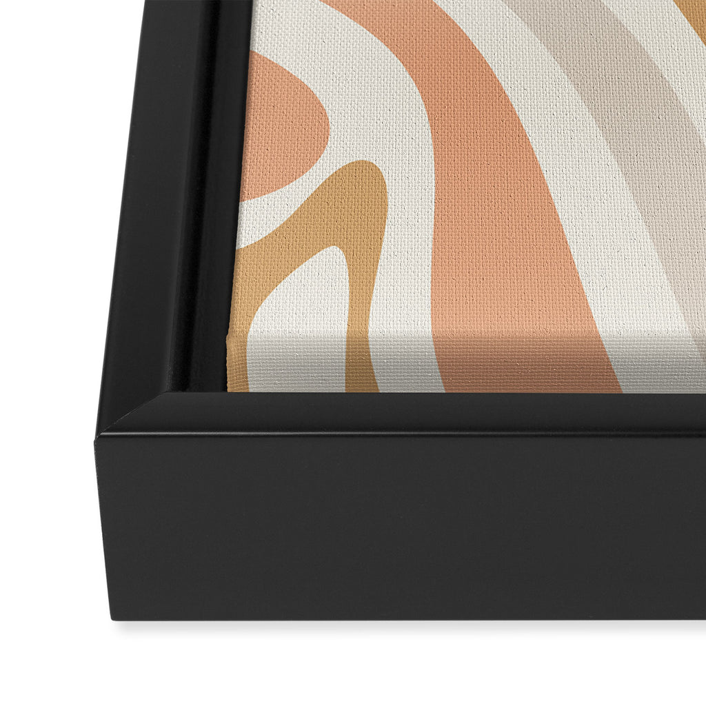 New Groove Retro Swirls Abstract Pattern in Pale Boho Blush Apricot Sand Framed Canvas Print Gallery Image 3