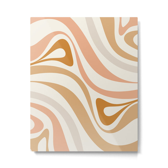 New Groove Retro Swirls Abstract Pattern in Pale Boho Blush Apricot Sand Metal Print Gallery Image 1