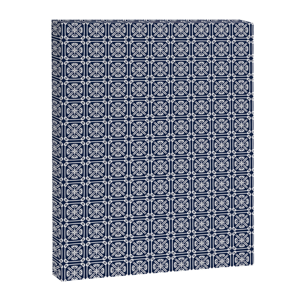 Nouveau Spanish Tile Pattern in Nautical Navy Blue and White Canvas Print Gallery Image 8