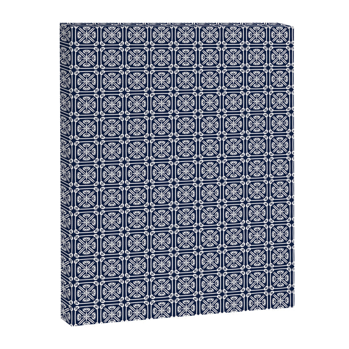 Nouveau Spanish Tile Pattern in Nautical Navy Blue and White Canvas Print Gallery Image 1
