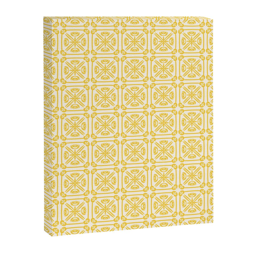Nouveau Spanish Tile Pattern in Yellow and Cream Canvas Print Gallery Image 8