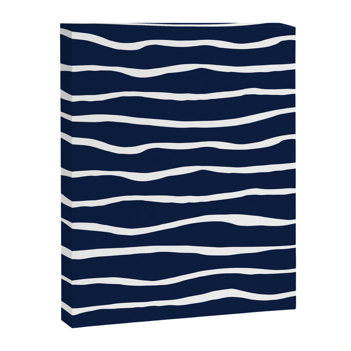 Ocean Ripple Modern Organic Stripe Pattern in White and Nautical Navy Blue Canvas Print Gallery Image 1