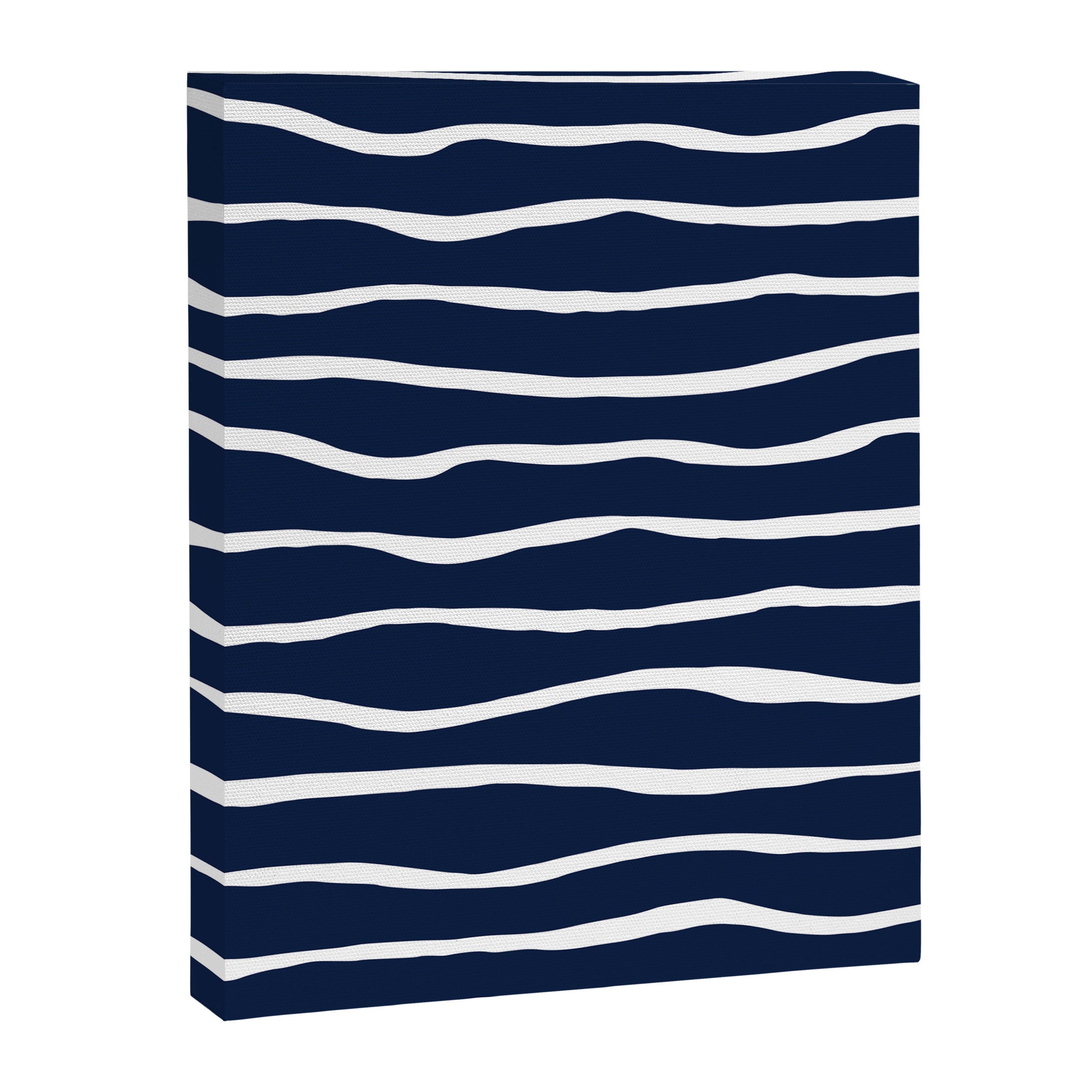 Ocean Ripple Modern Organic Stripe Pattern in White and Nautical Navy Blue Canvas Print Gallery Image 8