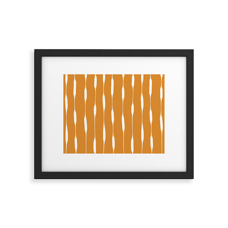 Ochre Threaded Stripes Painted Pattern Framed Art Print Gallery Image 5