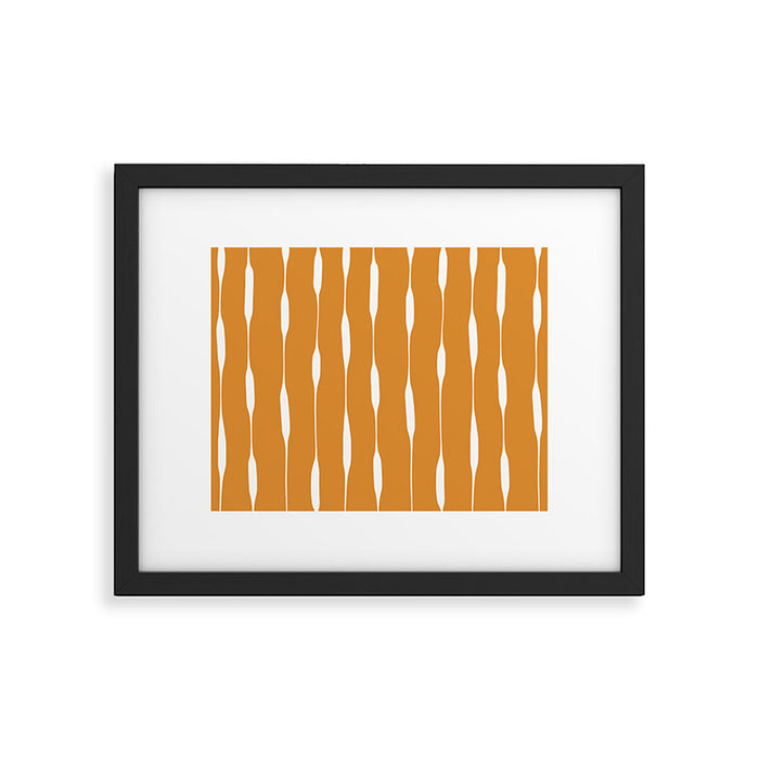 Ochre Threaded Stripes Painted Pattern Framed Art Print Gallery Image 1