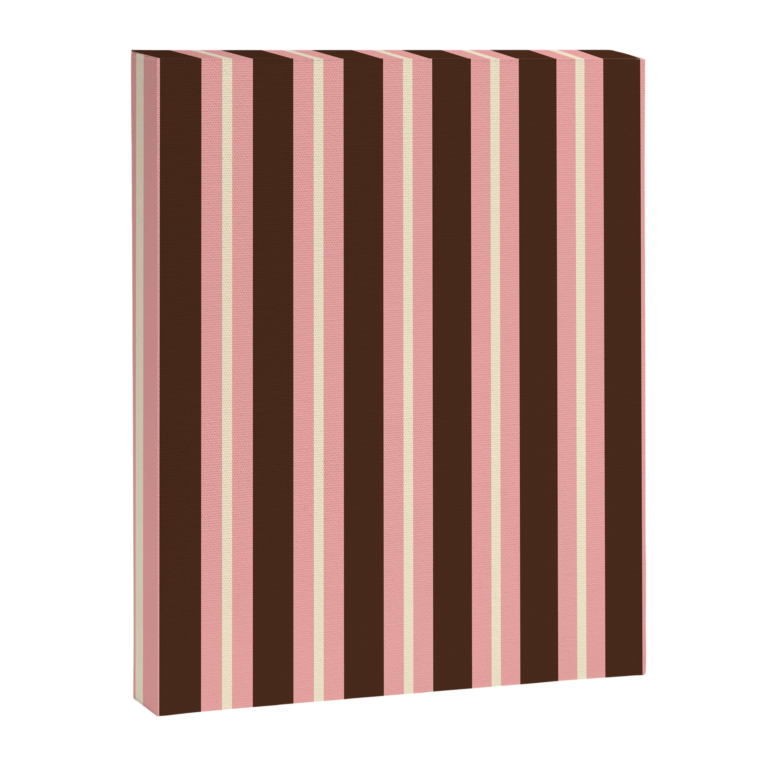 Old Fashioned Double Stripes Brown Pink Cream Narrow Vertical Stripe Pattern Canvas Print Gallery Image 8