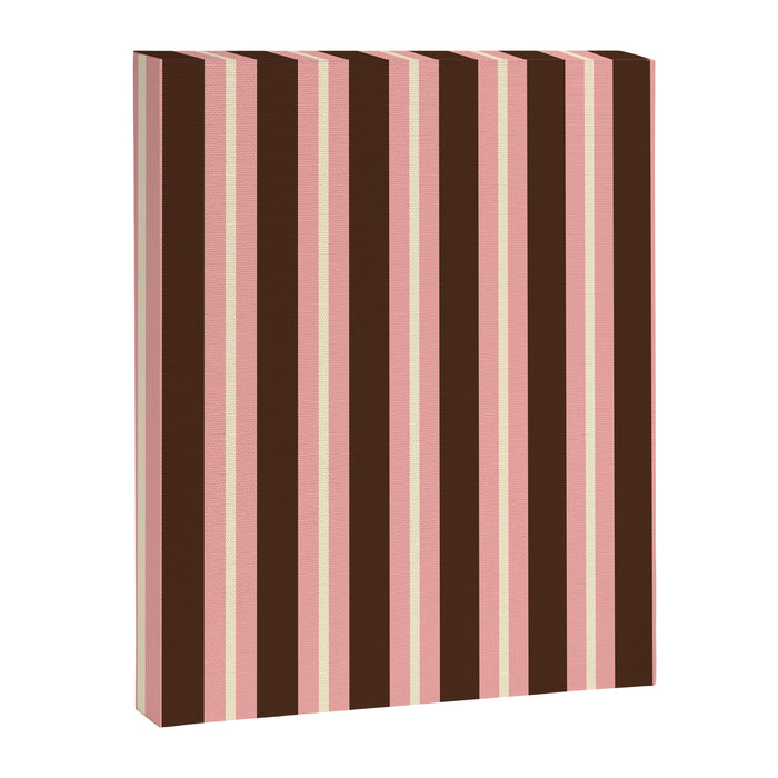 Old Fashioned Double Stripes Brown Pink Cream Narrow Vertical Stripe Pattern Canvas Print Gallery Image 1
