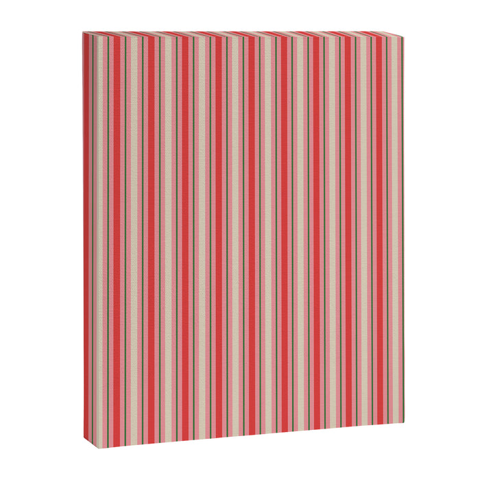 Old Fashioned Retro Christmas Stripe Pattern Vertical Pink, Red, Green, and Beige Canvas Print Gallery Image 1