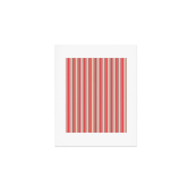 Old Fashioned Retro Christmas Stripe Pattern Vertical Pink, Red, Green, and Beige Art Print Gallery Image 1