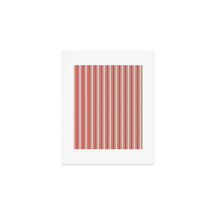 Old Fashioned Retro Christmas Stripe Pattern Vertical Pink, Red, Green, and Beige Art Print Gallery Image 1