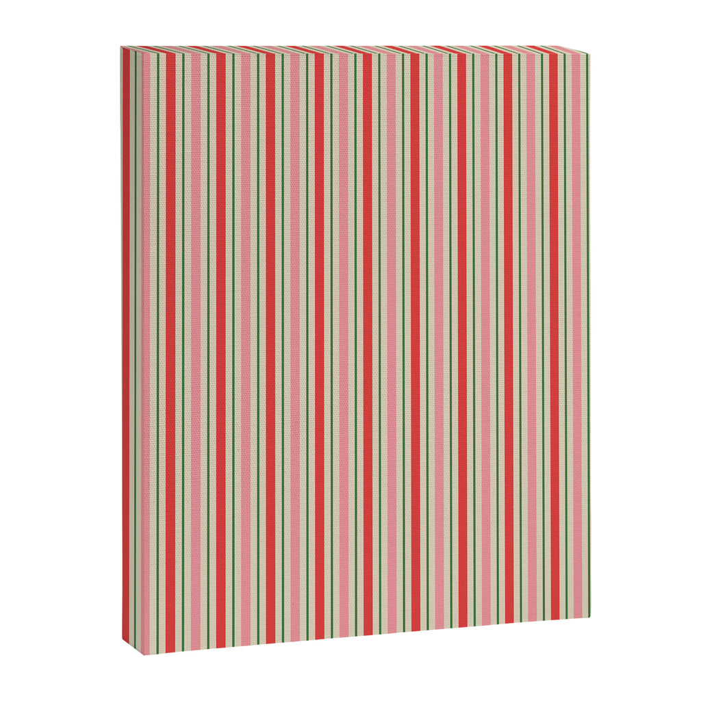 Old Fashioned Retro Christmas Stripe Pattern Vertical Pink Red Green Beige Canvas Print Gallery Image 6