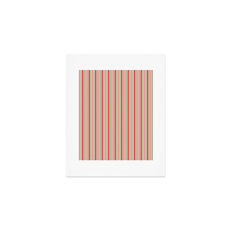 Old Fashioned Retro Christmas Stripe Pattern Vertical Pink Red Green Beige Art Print Gallery Image 1