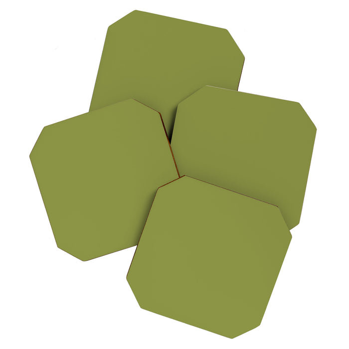 Olive Green Solid Color Coaster Gallery Image 1