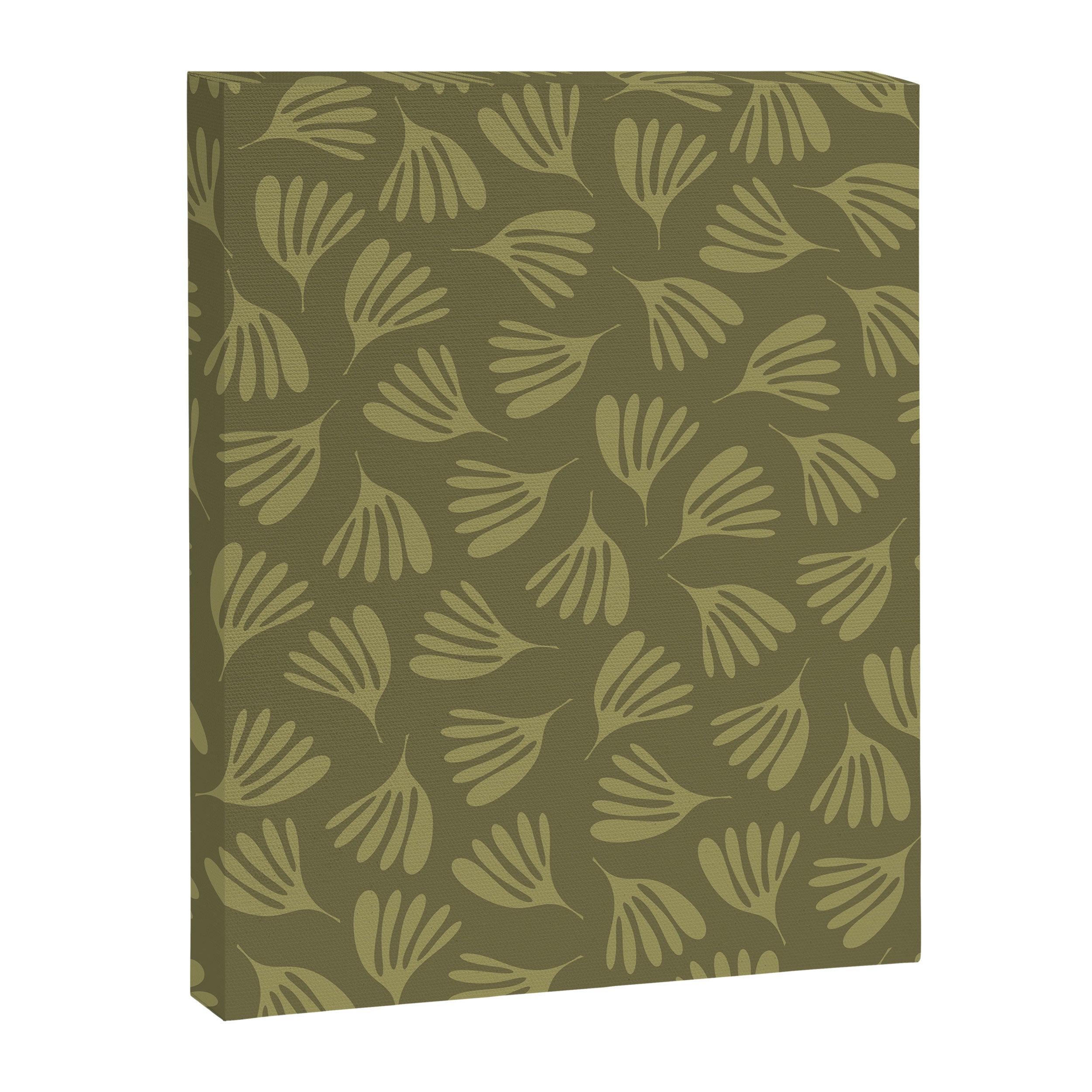 Olive Green Wispy Leaves Contemporary Abstract Pattern Canvas Print Gallery Image 6