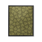 Olive Green Wispy Leaves Contemporary Abstract Pattern Framed Canvas Print Gallery Image 6