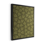 Olive Green Wispy Leaves Contemporary Abstract Pattern Framed Canvas Print Gallery Image 2