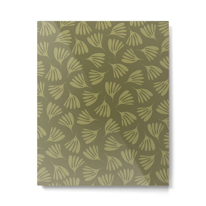Olive Green Wispy Leaves Contemporary Abstract Pattern Metal Print Gallery Image 1